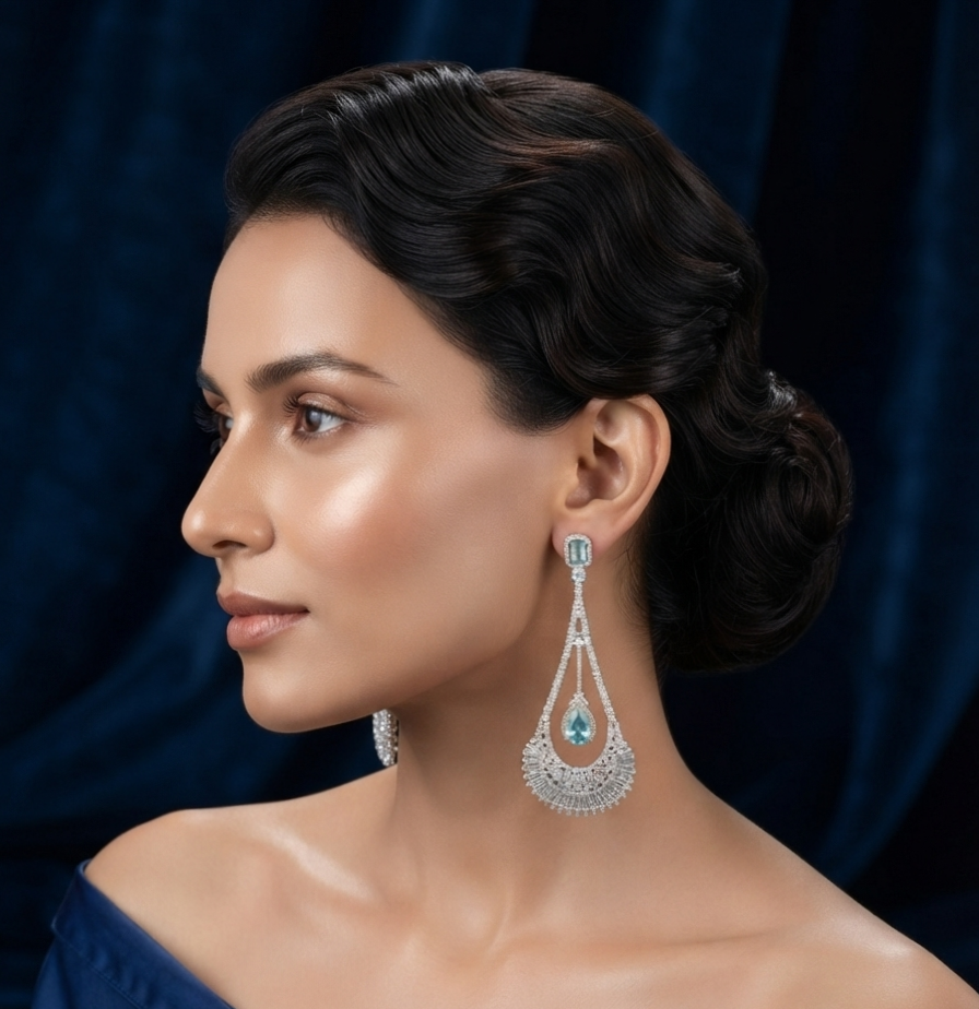 Silver long earring