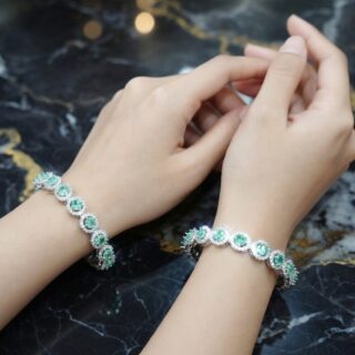 High-Brilliance CZ Crystal Bangles in Luxurious Silver Plating