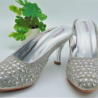 bridal jutti heels silver