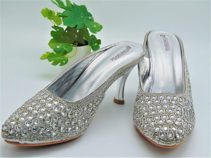 bridal jutti heels silver