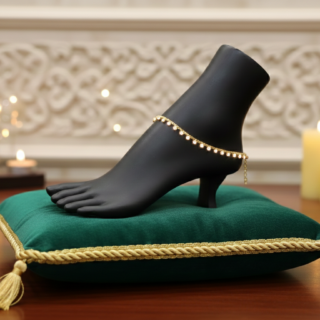 Elegant Cubic Zirconia Dangle Anklet in High-Shine Gold Finish