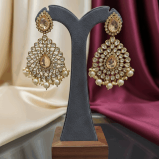 Ethnic Gold-Plated Earrings with polki Accents