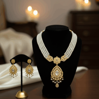 CZ crystal-embellished gold-plated jewelry set (ring and bracelet)
