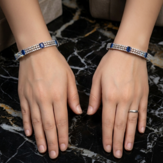 High-Brilliance CZ Crystal Bangles in Luxurious Silver Plating