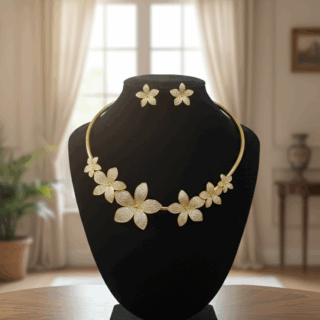 CZ crystal-embellished gold-plated jewelry set