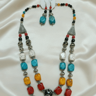 Handcrafted Tribal Medallion Jewelry Set | Boho Statement Necklace & Earrings