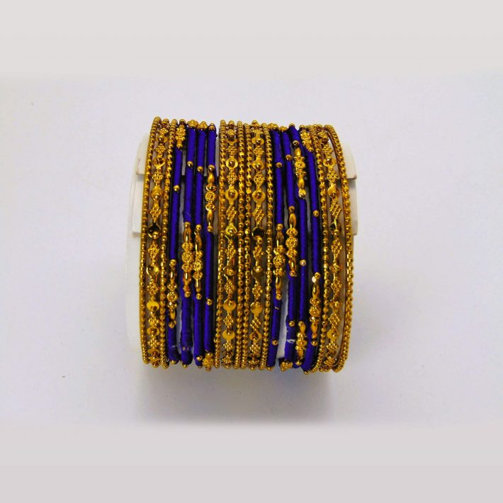 Beautiful Silky Threaded Blue Colored Bangles