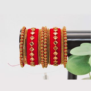 Beautiful Silky Threaded red Bangles