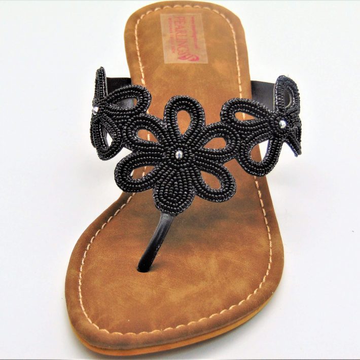 Black Floral Designer Sandals