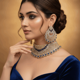 Gold plated choker with cubic zirconia crystals