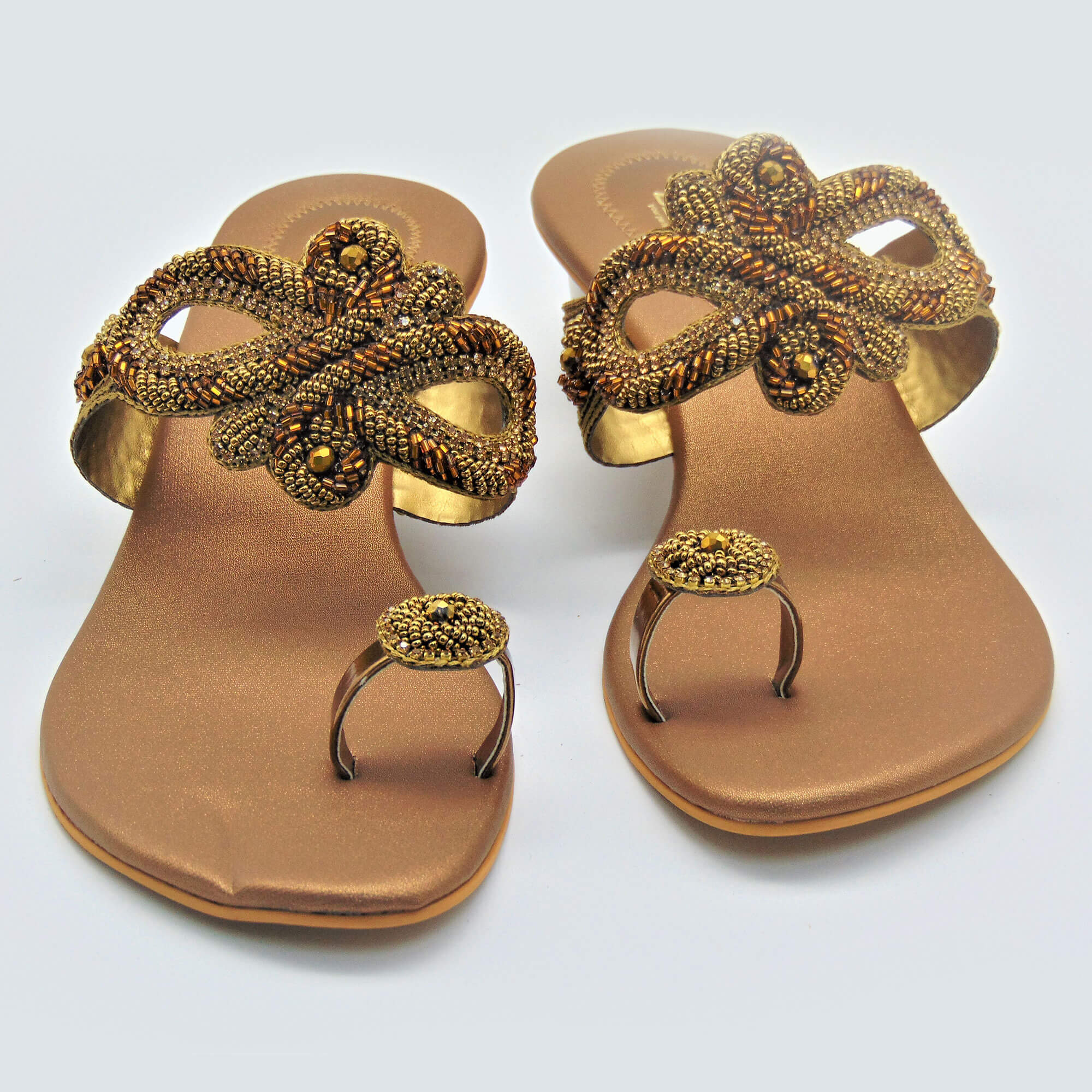 Bronze Designer Sandals  Pearlings Designer Collection