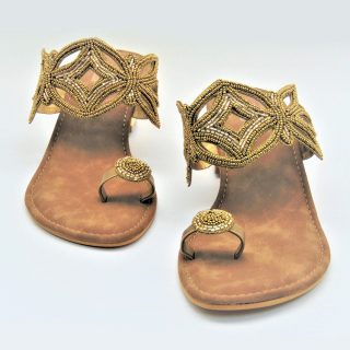 Bronze Pearly Leaves Designer Sandals