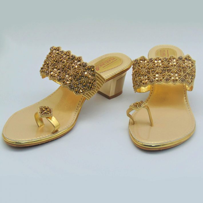 Elegant Gold Toe Ring Heeled Sandals