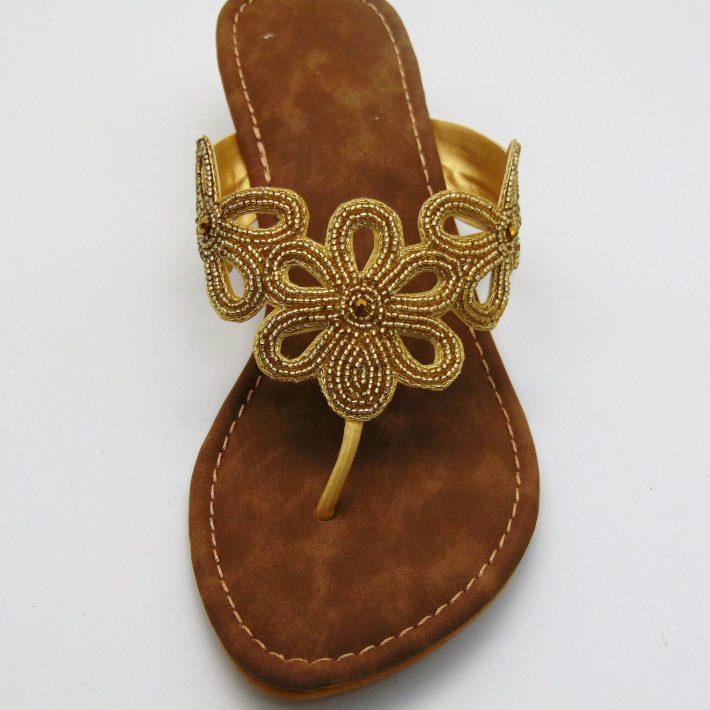 Golden Floral Designer Sandals