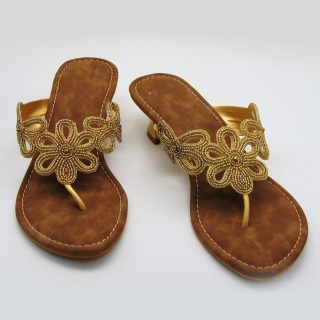 Golden Floral Designer Sandals