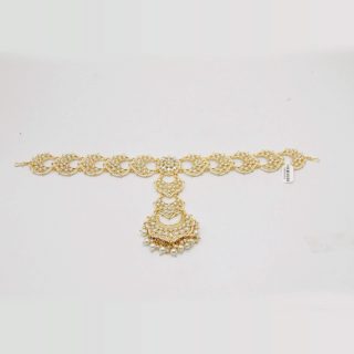 gorgeous-designer-chandhbali-style-traditional-matte-gold-finish-sheesh-patti