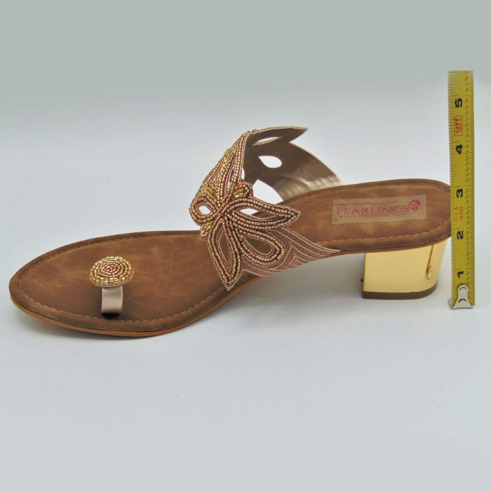 Rose Gold Pearly Leaves Designer Sandals